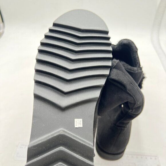 Black Women's Mid Calf Fully Fur Lined Winter Snow Boot with Chic Buckles Shoe - Picture 5 of 8